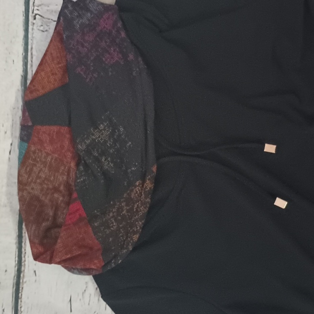 Ali Miles Black Multicolor Patchwork Funnel Neck … - image 3